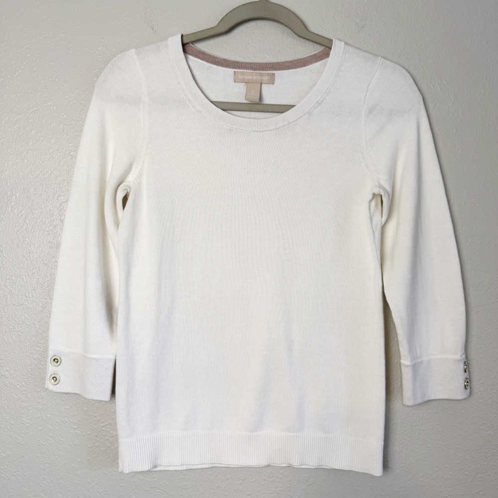 Banana Republic off white lightweight sweater 3/4 sleeves S